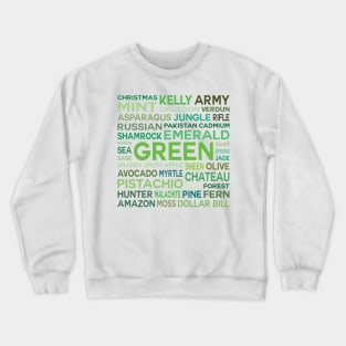Word Cloud - Shades of Green (White Background) Crewneck Sweatshirt
